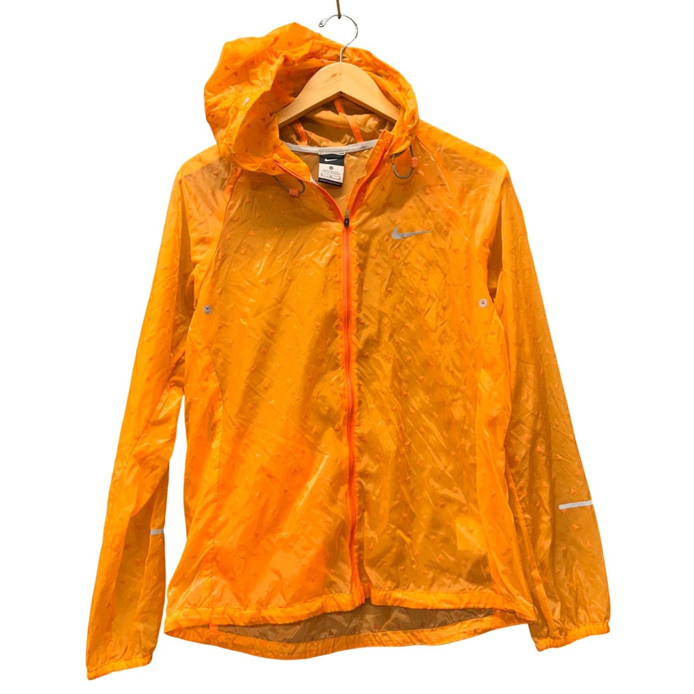 Nike Vapor Cyclone Jacket Womens Medium Zip Up Hooded‎ Running Orange Reflective
